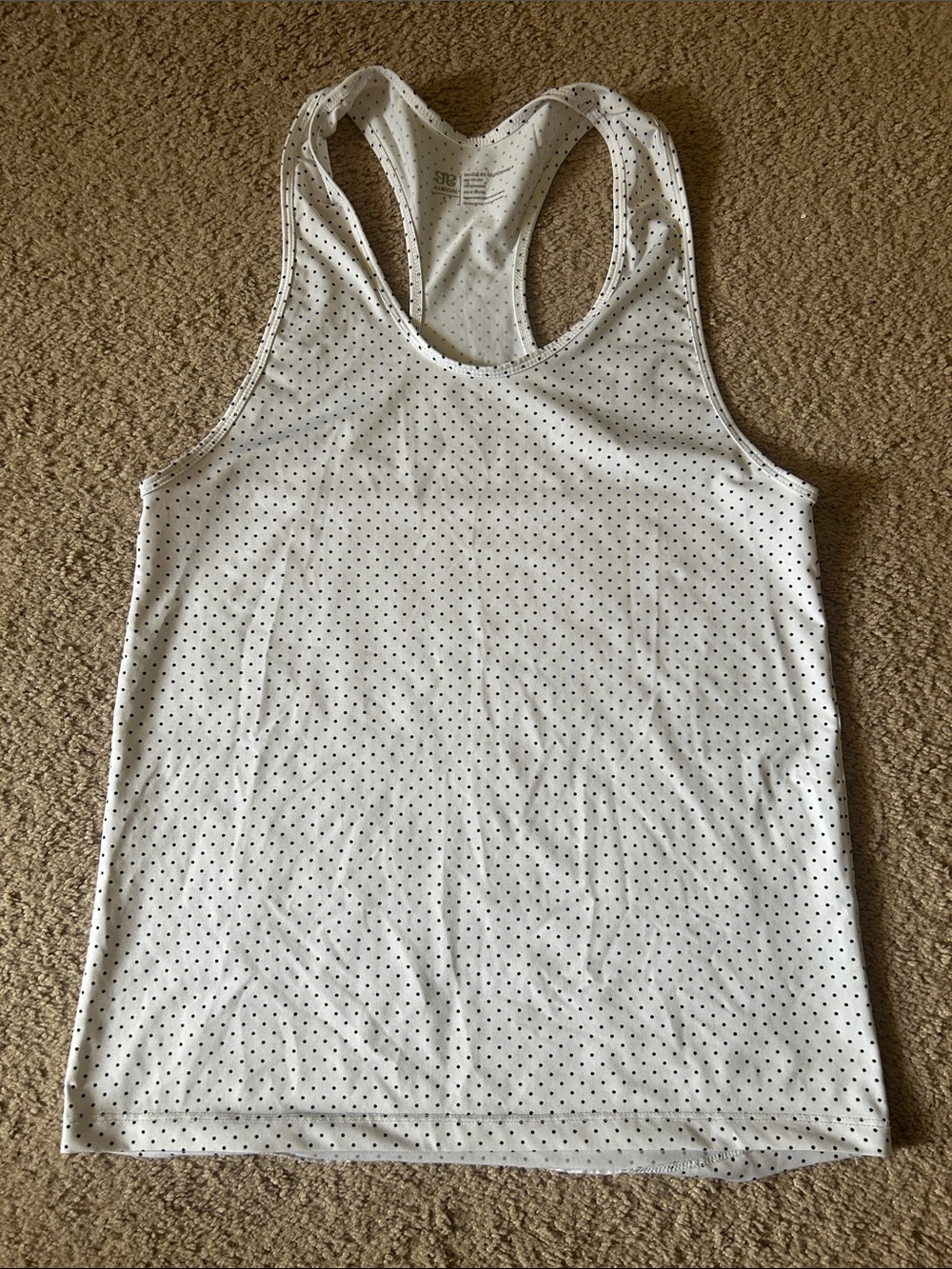 Albion Fit White Polka Dot Racerback Tank Top